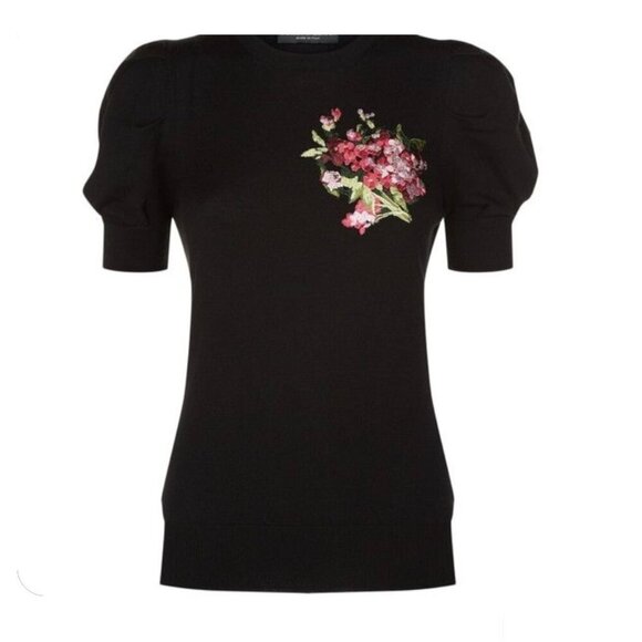 Dolce & Gabbana Tops - Dolce & Gabbana Embroidered Short Sleeve Sweater